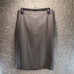 Lauren Ralph Lauren Size 4 Pencil Skirt Wool Gray Lined Back Zip Button